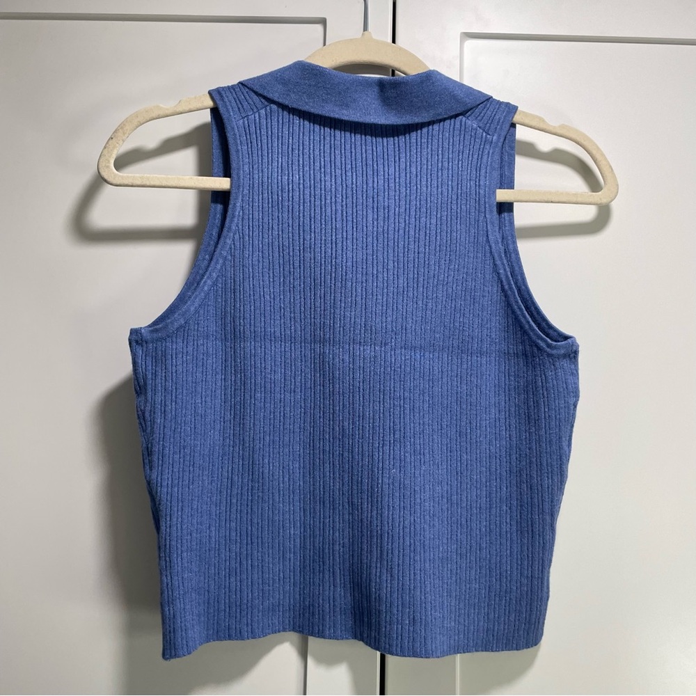 Marine Layer Amelia Rib Polo Coronet Blue Preppy Quiet Luxury Coastal Chic - Picture 7 of 9